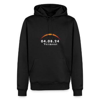 Trajectoire de l’éclipse solaire totale de la totalité Vermont - Sweat à capuche Premium bio Homme - noir - Devant - Nico (187cm)