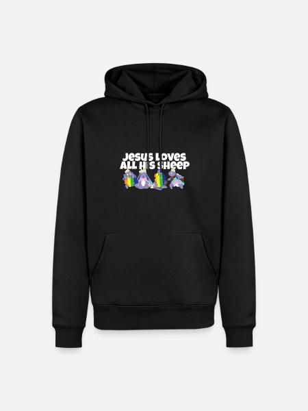 Jesus Loves All His Sheep LGBTQ Proud Ally Gay - Men’s Premium Organic Hoodie - black