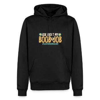 Consultante en lactation IBCLC - Sweat à capuche Premium bio Homme - noir - Devant - Nico (187cm)
