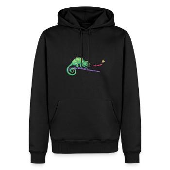 Lézard caméléon Reptile Herpétologiste - Sweat à capuche Premium bio Homme - noir - Devant - Nico (187cm)