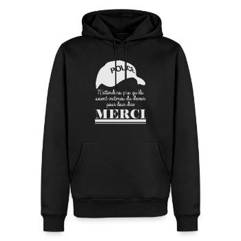 Victime Devoir Policier Fond N - Sweat à capuche Premium bio Homme - noir - Devant - Nico (187cm)