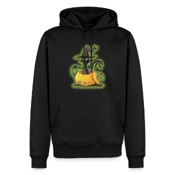 Halloween Black Witch Cat in Pumpkin - Men’s Premium Organic Hoodie - black - Front - Nico (187cm)