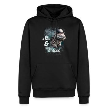 hippo love - Männer Premium Bio Hoodie - Schwarz - Vorne - Nico (187cm)
