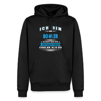 BOWLER - Männer Premium Bio Hoodie - Schwarz - Vorne - Nico (187cm)