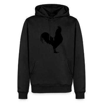 Hahn - Männer Premium Bio Hoodie - Schwarz - Vorne - Nico (187cm)
