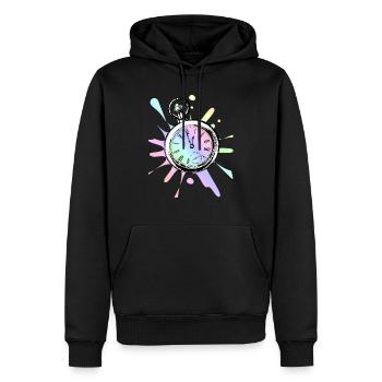 Horloge - idée colorée / cadeau - Sweat à capuche Premium bio Homme - noir - Devant - Nico (187cm)