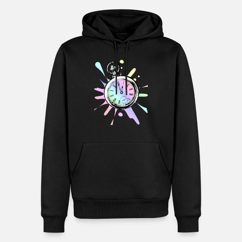 Uhr - farbenfroh / Geschenkidee - Männer Premium Bio Hoodie - Schwarz