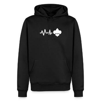Battement de cœur scout - Sweat à capuche Premium bio Homme - noir - Devant - Nico (187cm)