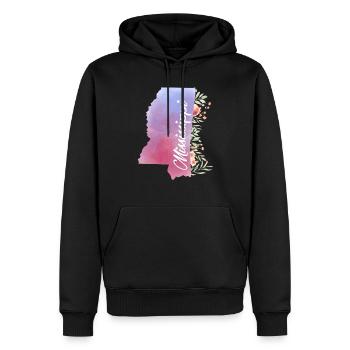 Karte von Mississippi mit Blumen - Männer Premium Bio Hoodie - Schwarz - Vorne - Nico (187cm)