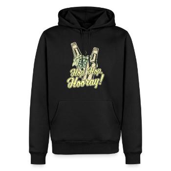 Craft Beer T-Shirt Hop, Hop, Hooray! - Männer Premium Bio Hoodie - Schwarz - Vorne - Nico (187cm)