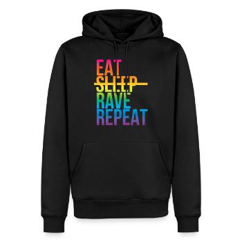 Rave - Eat sleep repeat3 - Männer Premium Bio Hoodie - Schwarz - Vorne - Nico (187cm)