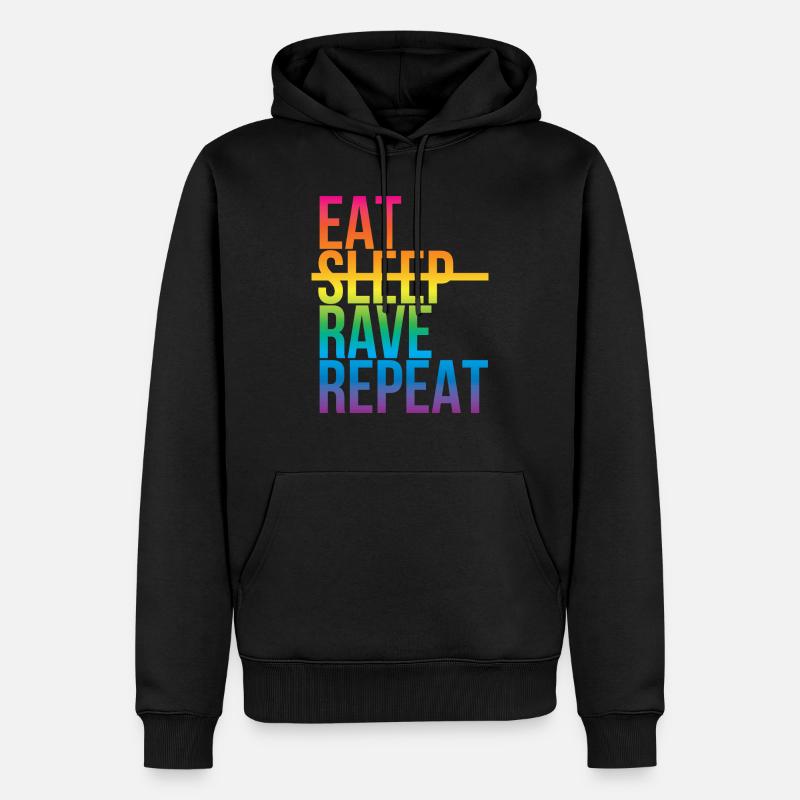 Rave - Eat sleep repeat3 - Männer Premium Bio Hoodie - Schwarz