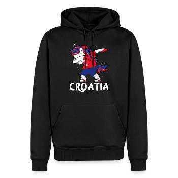 Unicorn Croatia Kroatien Einhorn Hravtska Geschenk - Männer Premium Bio Hoodie - Schwarz - Vorne - Nico (187cm)