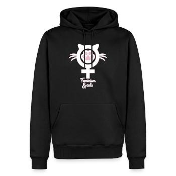 Feminism Cats - Men’s Premium Organic Hoodie - black - Front - Nico (187cm)