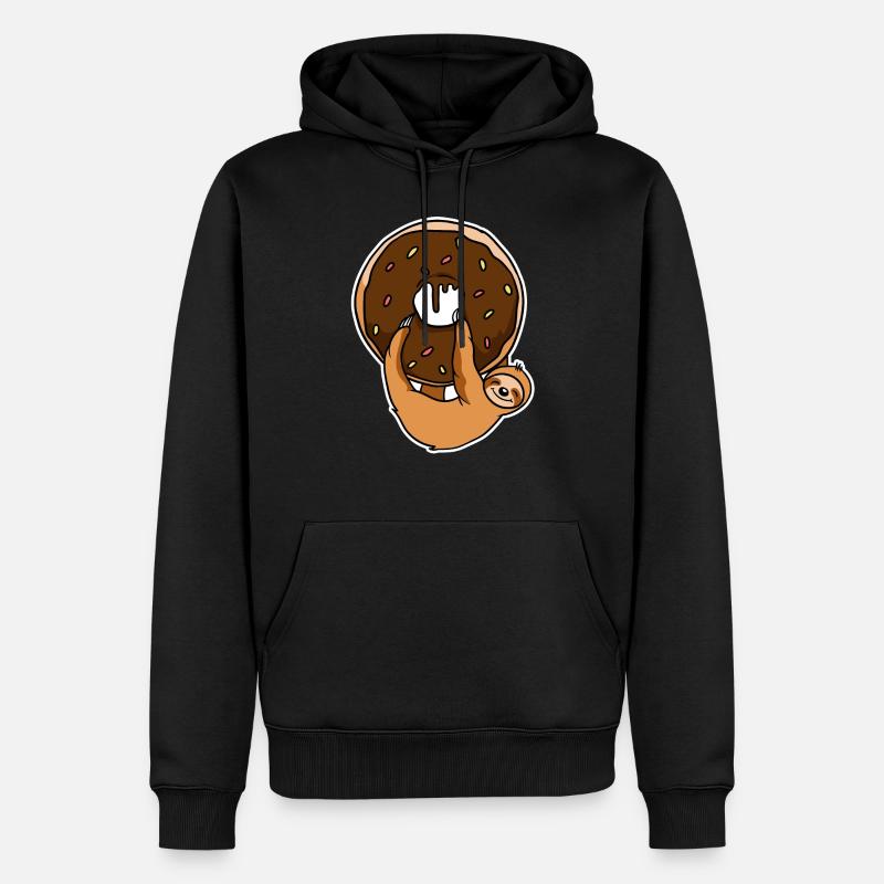 Faultier mit Donut - Männer Premium Bio Hoodie - Schwarz