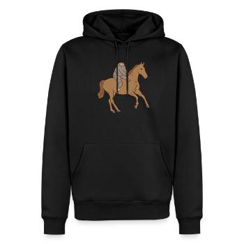 Faultier auf Pferd Lustiges Faultier Reitet Pferd - Männer Premium Bio Hoodie - Schwarz - Vorne - Nico (187cm)