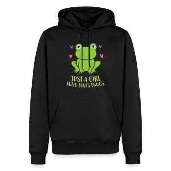 Une fille La grenouille aime la grenouille - Sweat à capuche Premium bio Homme - noir - Devant - Nico (187cm)