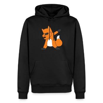 Dabbender Fuchs Dabbing Fox - Männer Premium Bio Hoodie - Schwarz - Vorne - Nico (187cm)