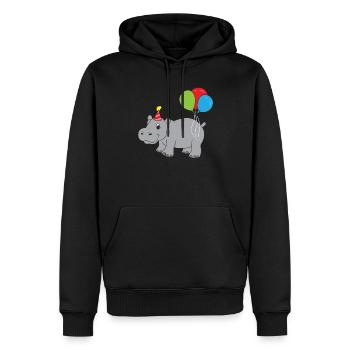 Hippopotame d’anif - Sweat à capuche Premium bio Homme - noir - Devant - Nico (187cm)