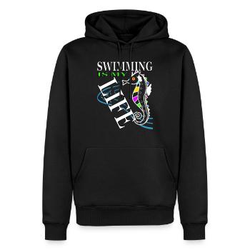 Nageurs - Sweat à capuche Premium bio Homme - noir - Devant - Nico (187cm)