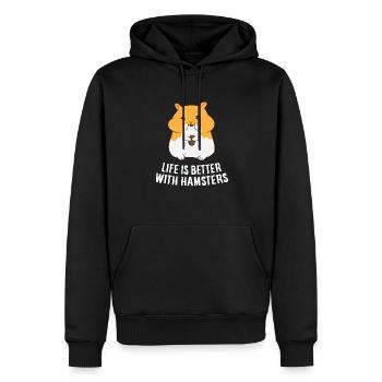 Avec un hamster, la vie est mieux l’amour - Sweat à capuche Premium bio Homme - noir - Devant - Nico (187cm)