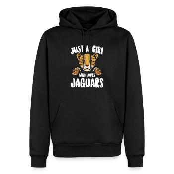 Juste une fille qui aime les jaguars - Sweat à capuche Premium bio Homme - noir - Devant - Nico (187cm)