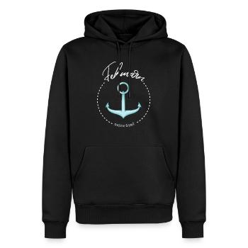 Fehmarn meine Insel cooler Spruch mit Anker Meer - Männer Premium Bio Hoodie - Schwarz - Vorne - Nico (187cm)