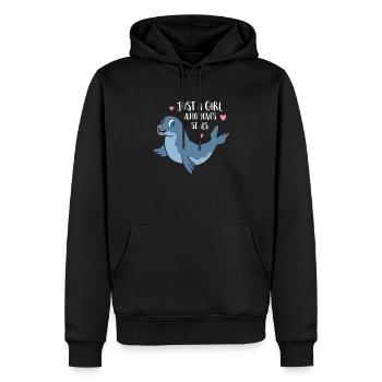 Une fille Le Phoque Aime les filles de phoques - Sweat à capuche Premium bio Homme - noir - Devant - Nico (187cm)