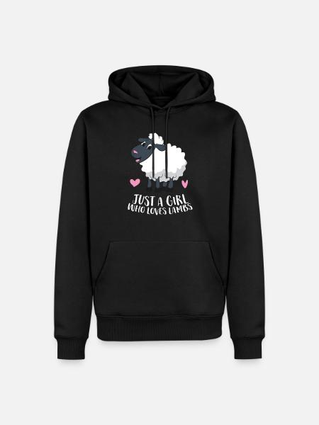 Cute Lamb Girl Just a Girl Who Loves Lambs Farmer - Men’s Premium Organic Hoodie - black