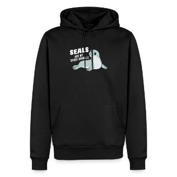 Les phoques sont mes animaux préférés Doux Phoque - Sweat à capuche Premium bio Homme - noir - Devant - Nico (187cm)