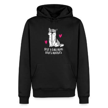 Juste une fille qui aime les loups - Sweat à capuche Premium bio Homme - noir - Devant - Nico (187cm)