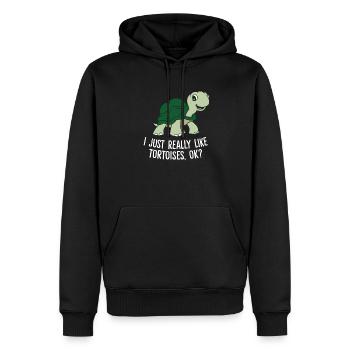 J’aime les tortues Tout simplement Ok - Sweat à capuche Premium bio Homme - noir - Devant - Nico (187cm)
