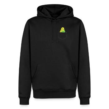 Drôle de perruche oiseau Dans sa poche - Sweat à capuche Premium bio Homme - noir - Devant - Nico (187cm)