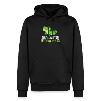 Das Leben Ist Besser mit Reptilien - Männer Premium Bio Hoodie - Schwarz - Vorne - Nico (187cm)