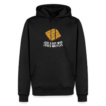 Seulement un garçon qui aime les gaufres du petit-déjeuner gaufres - Sweat à capuche Premium bio Homme - noir - Devant - Nico (187cm)