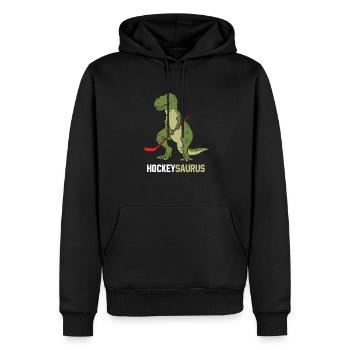 Dinosaurier Eishockey Dinosaurier Hockeysaurus - Männer Premium Bio Hoodie - Schwarz - Vorne - Nico (187cm)