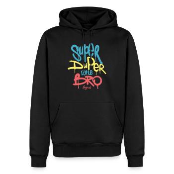 Super duper little bro originals gift idea - Men’s Premium Organic Hoodie - black - Front - Nico (187cm)