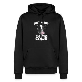 Nur Ein Junge Der Kühe Liebt - Männer Premium Bio Hoodie - Schwarz - Vorne - Nico (187cm)