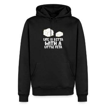 Feta Fromage Puissance La vie Meilleure - Sweat à capuche Premium bio Homme - noir - Devant - Nico (187cm)