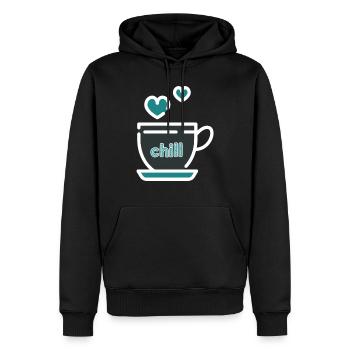 Chill - Männer Premium Bio Hoodie - Schwarz - Vorne - Nico (187cm)