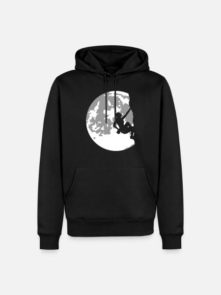 Vollmond und Klettern - Natur und Sport - Männer Premium Bio Hoodie - Schwarz