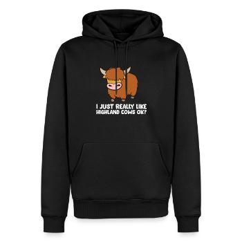 Amoureux des vaches des Highlands J’aime les vaches des Highlands - Sweat à capuche Premium bio Homme - noir - Devant - Nico (187cm)