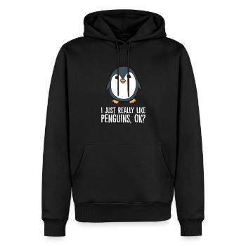 J’aime vraiment les pingouins - Sweat à capuche Premium bio Homme - noir - Devant - Nico (187cm)