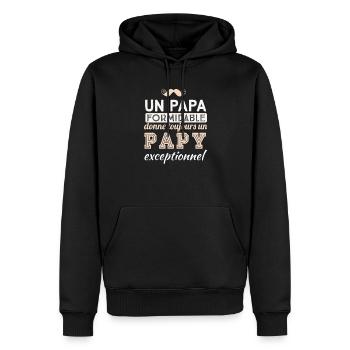 Un papa formidable donne un papy Exeptionnel - Sweat à capuche Premium bio Homme - noir - Devant - Nico (187cm)