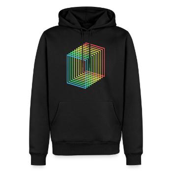 Colourful Abstraction melted rainbow - Men’s Premium Organic Hoodie - black - Front - Nico (187cm)
