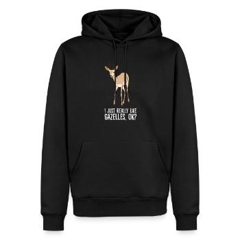 J’aime vraiment les gazelles - Sweat à capuche Premium bio Homme - noir - Devant - Nico (187cm)