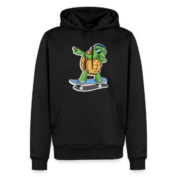 tortue skating tortue de mer skateboard - Sweat à capuche Premium bio Homme - noir - Devant - Nico (187cm)