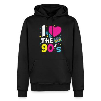 90er Jahre Neunziger Mottoparty Retro - Männer Premium Bio Hoodie - Schwarz - Vorne - Nico (187cm)