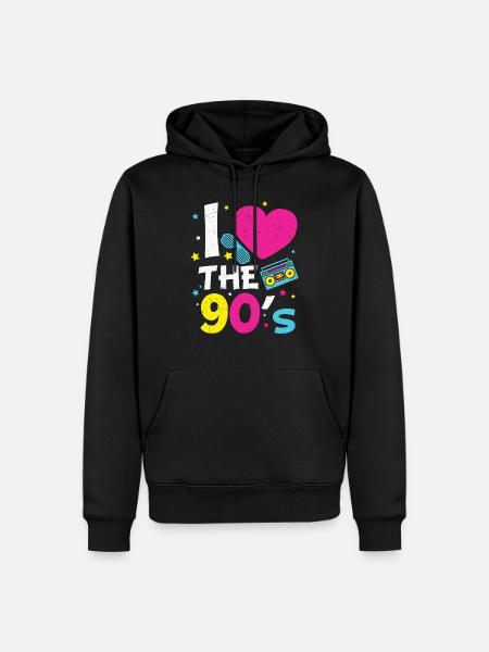 90s Nineties Theme Party Retro - Men’s Premium Organic Hoodie - black
