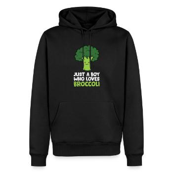 Süßer Brokkoli Nur ein Junge, der Brokkoli liebt - Männer Premium Bio Hoodie - Schwarz - Vorne - Nico (187cm)